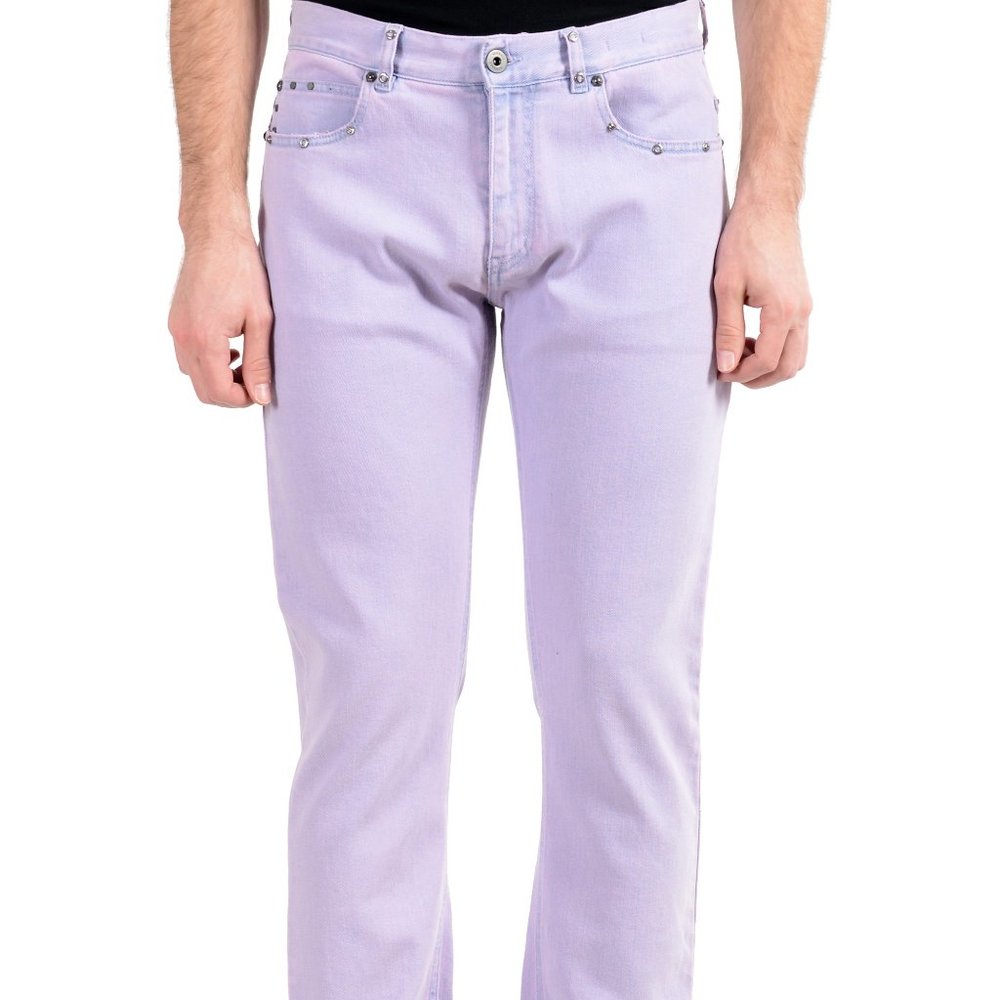 Versace Men's Purple Taylor Fit Stretch Slim Jeans